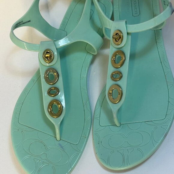Coach Phila Jelly Sandles Mint Green Size 10B Nice - Picture 3 of 8